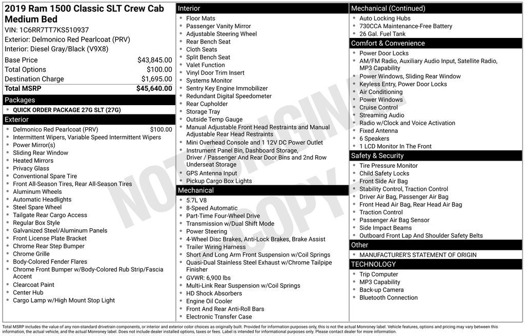 2019 RAM 1500 Classic SLT