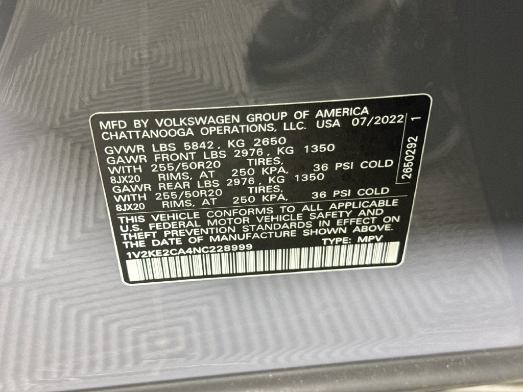 2022 Volkswagen Atlas Cross Sport 3.6L V6 SE w/Technology