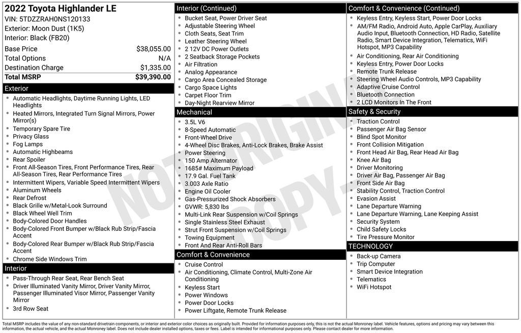 2022 Toyota Highlander LE